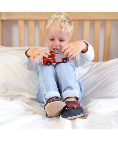Dotty Fish Soft Leather Fire Engine Toddler Shoes for Boys | Non-Slip Suede Soles | 0-6 Months to 4-5 Years - Buy Online on GoSupps.com