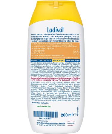 Ladival Children Sun Protection Gel LSF 30 - Perfume-Free Waterproof Allergy-Safe Sunscreen for Sensitive Skin - 200 ml - Buy Online on GoSupps.com