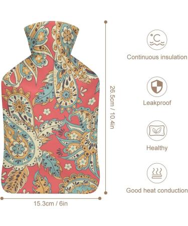 Paisley Pattern Hot Water Bottle - Rubber Bag for Pain Relief Cramps & Cold Therapy - International Shipping Available - Buy Online on GoSupps.com