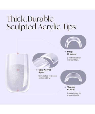 Tipex Nail Tips - Instant Apex Full Cover Gel Nail Tips | Strong Clear Press-On Nails | Short Square Acrylic False Nails (15 Sizes - Buy Online on GoSupps.com