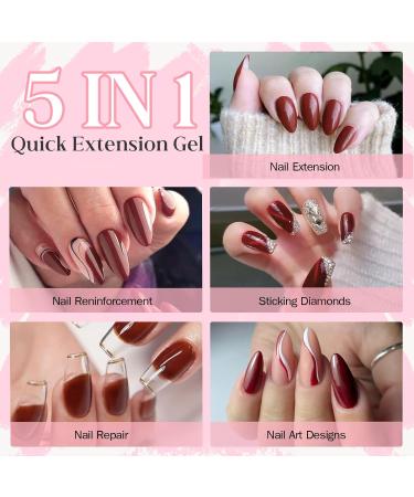 Rechoo Builder Gel-15ML Brick-Red Nail Gel Set for Nail Extension and Strength - 50pcs Nail Forms Included - Buy Online on GoSupps.com