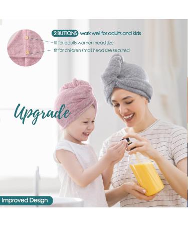 Jeffsun Hair Dryer Towels for Women & Girls - Super Absorbent Microfiber 2-Pack (Pink & Gray) - Buy Online on GoSupps.com