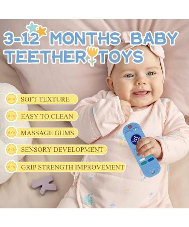 2PCS Silicone Baby Teething Toys - Remote Teether for Babies 3-12 Months - Toddler Chew Toys with Pacifier Clip (White+Black) - Buy Online on GoSupps.com