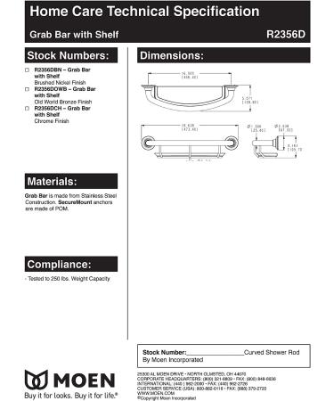 Moen R2356DBN Safety 16-inch Bathroom Grab Balance Assist Bar with Shelf  Brushed Nickel - Buy Online on GoSupps.com
