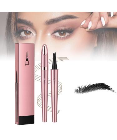 2024 New Magic Eyebrow Pencil 3D Waterproof Microblading Eyebrow Pen 4 Tip Microblade Eyebrow Pen Long-Lasting Natural Fine Stroke Eyebrow Pen (Black)