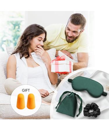 Premium Silk Sleep Mask with Ear Plugs & Hair Loop - Ideal Shading Blindfold for Men & Women (Pink & Dark Green) - International Shipping Available - Buy Online on GoSupps.com