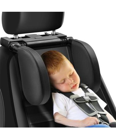 Headrest car children 180 degrees adjustable breathable leather neck support car neck pillow children suitable for adults and children to sleep (1 pack)