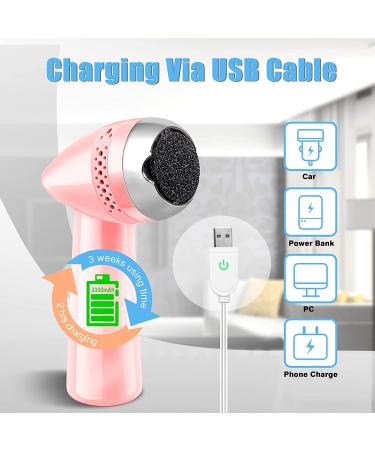 Electric Callus Remover - Lermende Foot File USB Rechargeable Pedicure Tool | 6 Grinding Heads | Professional Foot Care Sander for Cracked Heels & Hard Skin - Pink - Buy Online on GoSupps.com
