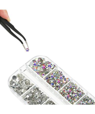 4488 Pieces Nail Art Rhinestones Crystal Flatback with Tweezers - Colorful AB Color & Clear Rhinestones for Nails, Clothes, Shoes, Bags Decoration - Buy Online on GoSupps.com