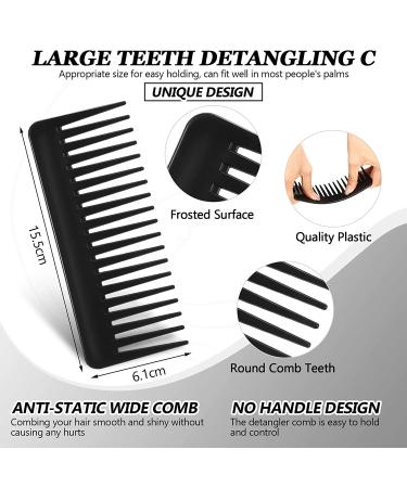 Wide Tooth Detangling Comb for Curly Hair - No Handle for Wet & Dry Use - Black - Buy Online on GoSupps.com