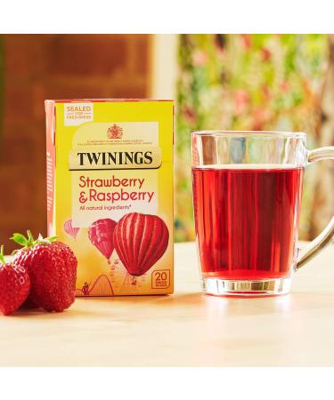 Twinings Strawberry & Raspberry Tea Bags 40g - 20 Count Pack - Refreshing Raspberry Strawberry Flavor - Buy Online on GoSupps.com