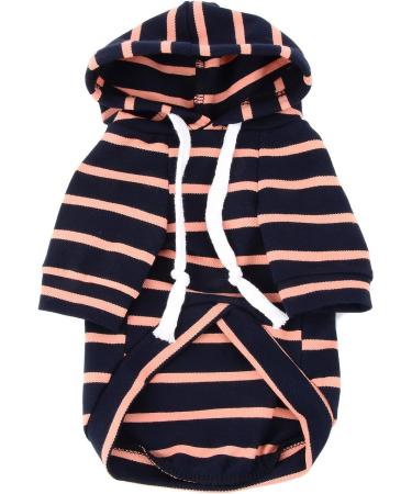Zweitea Striped Hoodie for Small to Medium Dogs | Soft Short Sleeve Puppy Sweatshirt | Navy Blue Dog Clothes - Buy Online on GoSupps.com
