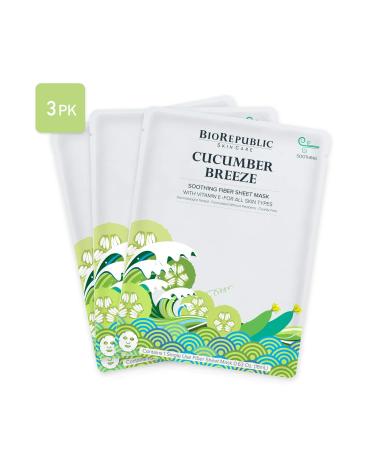 BioRepublic Skincare Cucumber Breeze Soothing Fiber Beauty Sheet Mask 1 Sheet 0.63 oz (18 ml)