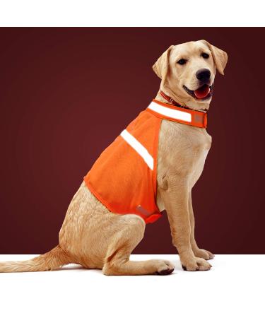 Dog Jacket High Visibility Safety Reflective Dog Vest for Small Medium Large Dogs (Medium, Orange) Medium Orange