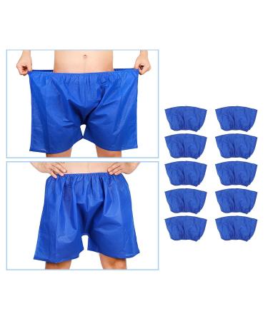 10 Pcs Men's Disposable Cotton Boxer Briefs - Ideal for Travel, Beauty Salons - Blue - Buy Online on GoSupps.com