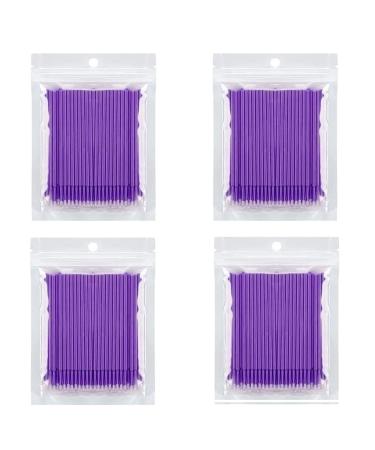 400 pcs Micro Applicator Brushes Mascara Wands Eyelash Brush for Eyelash Extensions (purple)