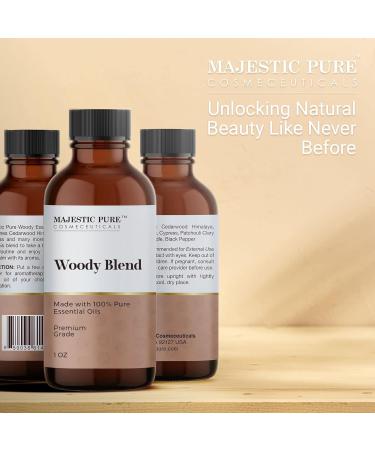 Majestic Pure Wood Essential Oil Blend | 100% Pure Premium Oil for Peace Harmony | Pine Needle Cypress Orange Himalaya Cedarwood Essential Oil for Diffusers & Aromatherapy | 1oz - Buy Online on GoSupps.com