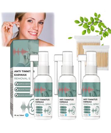 Anti Tinnitus Earwax Removal Spray Anti Cochlear Blockage Removal Spray Ears Earwax Removal Spray Tinnitus Relief for Ringing Ears Ear Wax Softener Cleaner (3PC)