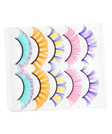 Didiseaon 5 Pairs Colored False Eyelashes Women Eyelashes Fake Lashes Natural False Lashes Wispy Colored Eyelashes Makeup Accessories Makeup Tools for Women Fake Eyelashes Curly Eyelashes