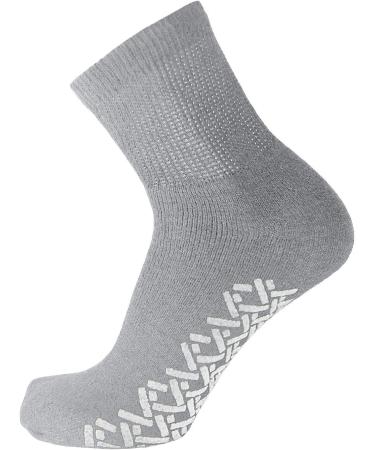 Men's Non-Skid Diabetic Cotton Quarter Socks - 12 Pack, Size 10-13, Grey - Buy Online on GoSupps.com