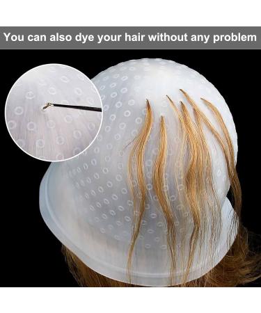2PC Highlight Hood Caps with Pens & Holes - Reusable Hair Dye Brush for Salon & Home Use | White Hair Dye Accessories - Buy Online on GoSupps.com