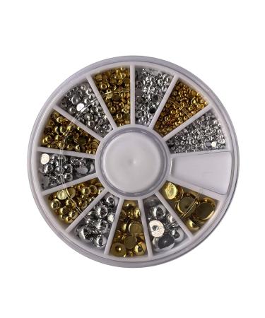 enForten 500pcs Mixed Sizes Silver Punk Half Round Acrylic Rhinestones Flatback Faux Imitation Pearls Beads Nail Art Decoration W/Wheel - Buy Online on GoSupps.com