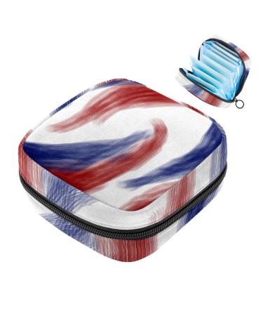 Abstract blue and red lines women's napkin storage bag menstrual pad bag portable menstrual cup pocket with zipper for teenagers girls women women