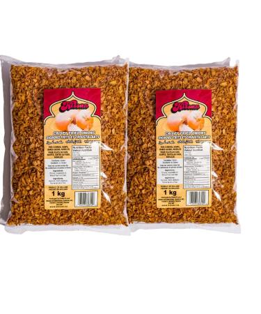 Kissan Crispy Fried Onions 1 Kilogram - 2 Pack - Great for Crunchy Toppings for Cooked Dishes Soups Burgers Casseroles