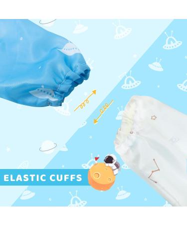 Little Dimsum Waterproof Long-Sleeved Baby Bib with Large Food Pocket - Blue Spaceship Design - Buy Online on GoSupps.com