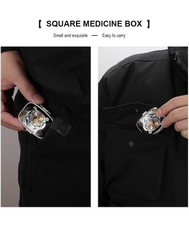 Tiger Print Pill Box | 2 Compartment Decorative Metal Organizer for Pocket & Purse | Portable Medicine Case - Buy Online on GoSupps.com
