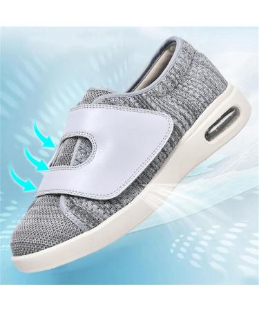 Men's Extra Width Diabetic Foot Shoes - Non-Slip Orthopedic Sneakers for Elderly | Adjustable Lightweight & Breathable - Pain Relief Walking Shoes - Size 12 Light Gray - Buy Online on GoSupps.com