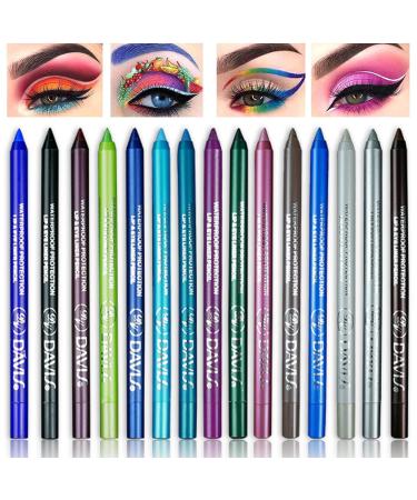 15 Colors Eyeliner Pen Set, Eyeliner Pencil Set, Waterproof Colorful Eyeliner Kit Long Lasting Eyeshadow Pencil Professinal Eye Makeup Set Pearl Eye Liner for Women
