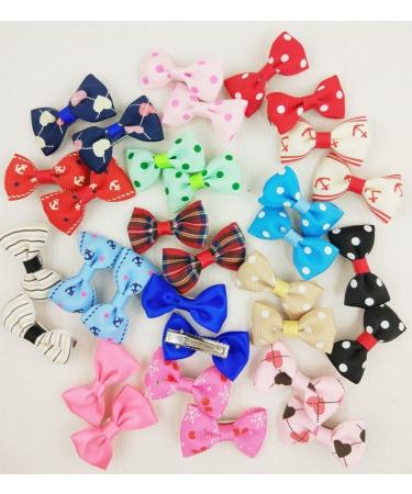 Hixixi 32 Pcs / 16 Pairs Multicolor Beauty Pet Cat Dog Hair Bows Hair Clips Groomin g Accessories 1.6"x0.9" Pink Black Heart - Buy Online on GoSupps.com