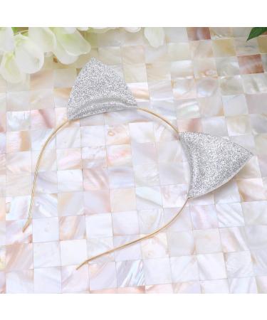 Frcolor 2pcs Glitter Cat Ears Headbands for Cosplay Halloween Costume Party & Daily Wear - Black & Silver - Buy Online on GoSupps.com