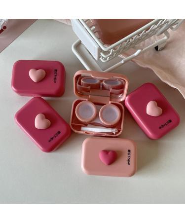 Portable 3D Hearts Contact Lens Cases - 4 Pack Travel Kit with Tweezers & Solution Bottle for Outdoor Use - Assorted Colors - Buy Online on GoSupps.com