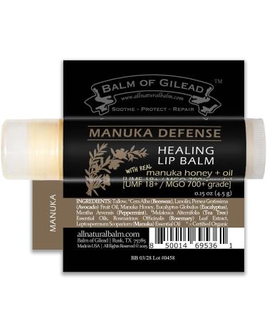 BALM OF GILEAD Manuka Defense Healing Lip Balm - Intensive Moisture Therapy in Tube w/Manuka Tea Tree & Cooling Peppermint - Ideal for Chapped & Cracked Lips - Beauty Pack Of 4-0.15 oz - Buy Online on GoSupps.com