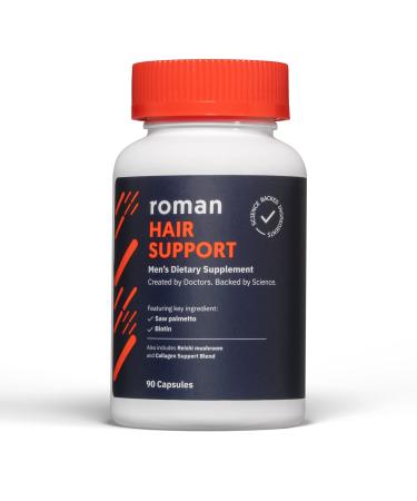Roman Hair Support Supplement for Men | with Saw Palmetto zinc and biotin to Help Support and Nourish Hair | 30-Day Supply (90 Capsules)