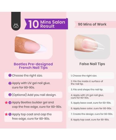 Beetles Pre-French Tips Gel Nail Tips - 150Pcs in 15 Sizes | Nude Pink Medium Almond Press-On Nails with Primer & Base Coat | No Filing Needed for DIY Nail Art - Buy Online on GoSupps.com