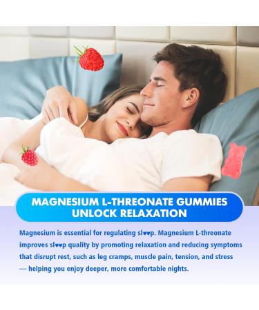 1000mg Magnesium L-Threonate Gummies for Kids & Adults - Muscle & Nervous System Support Vegan Sugar-Free Raspberry Flavor 60 Gummies 1pack - Buy Online on GoSupps.com