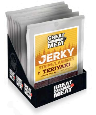 Box of Teriyaki Beef Jerky Strips 6 x 100g Bag Bundle by Great Canadian Meat Meat Snacks Bulk Beef Jerky Box for Carnivores. Perfect for Snacking Gluten Free High in Protein Low in Fat Paleo - Buy Online on GoSupps.com