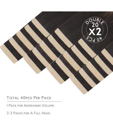 Buy If-of-Hearted Tape Extensions - 40pcs 80g 30cm Balayage Dark Brown to Chestnut Brown - Real Hair Invisible Tape In Extensions - Buy Online on GoSupps.com