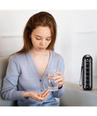 Weekly Pill Organizer - Stackable Aluminium Alloy Moisture Proof & BPA Free 7-Day Compartment for Vitamins Fish Oil & Supplements - Black - Buy Online on GoSupps.com