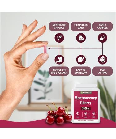 Montmorency Cherry Capsules - 10x Concentrated Tart Cherry Supplement | Uric Acid Cleanse & Sleep Support | UK Made Easy to Swallow & Lab Tested | 90 Vegetarian Capsules - Buy Online on GoSupps.com