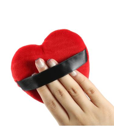 VOCOSTE 4 Pcs Loose Powder Puff - Soft Heart Shape Makeup Tool for Flawless Face - Short Plush Blender in Black & Red - Buy Online on GoSupps.com