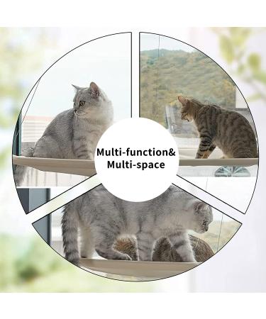 Cat Hammock Perch - Window Bed Seat Shelf for Indoor Cats | Safety Resting Shelf for 2 Cats | 360 Sunny Seat Space Saving Cat Bed (Khaki) - Buy Online on GoSupps.com