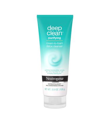 Neutrogena Deep Clean Purifying Cream-to-Foam Detox Facial Cleanser  Pore Cleansing & Oil Eliminating Non-Comedogenic Face Wash  3.5 oz