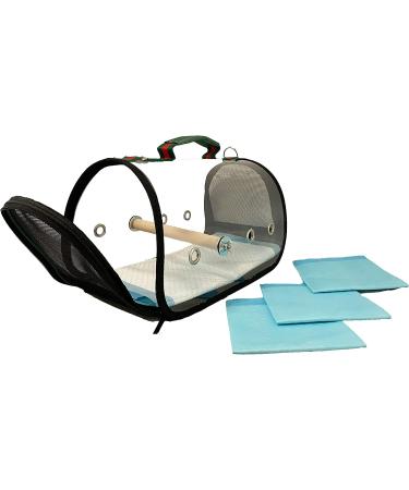 Birds LOVE Small Pet Carrier with Clear Sides - Green/Red, Shoulder Strap, Perch - Buy Online on GoSupps.com