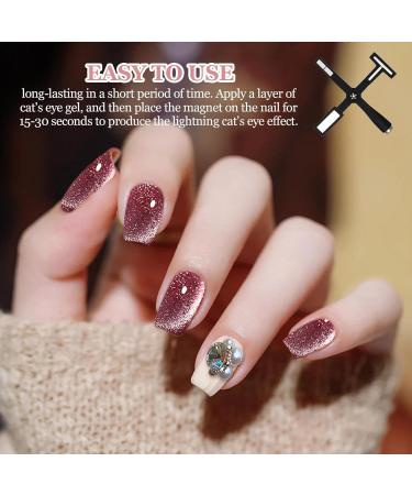 Nail Art Magnet - 5 in 1 Shape Nail Polish Magnet Portable Cat Eye Magnet | Black Silicone Protective Cover Nail Magnet Multifunctional Magnetic Stick for Weddings Travel Meetings Verab - Buy Online on GoSupps.com