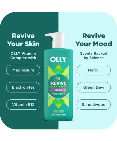 OLLY Revive Body Wash with Magnesium, Electrolytes & Vitamin B12 Nourishing Cleanser for Skin Barrier Repair, Deep Hydration, Refreshing Nerolidew Scent, 17 oz - Buy Online on GoSupps.com