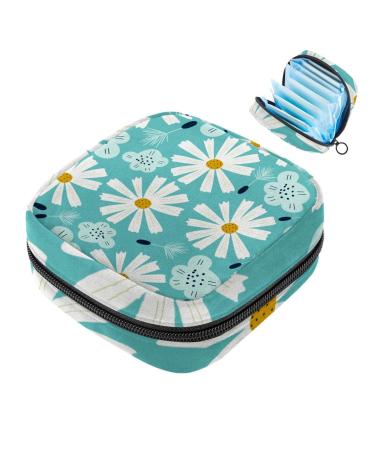 1 x women's binding retaining bag menstrual cup bag breastfeeding pad holder tampon bag portable period bag bag for teenagers girls women daisies multi-colored 7
